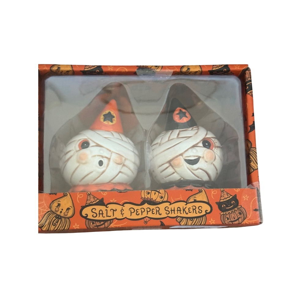 Johana Parker Salt & Pepper Shaker Halloween Orange Black White Collection New